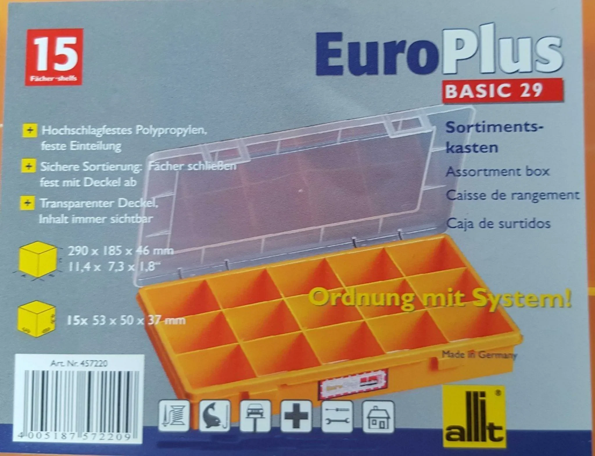 allit Sortimentskasten „EuroPlus Basic“ 29/15 – gelb